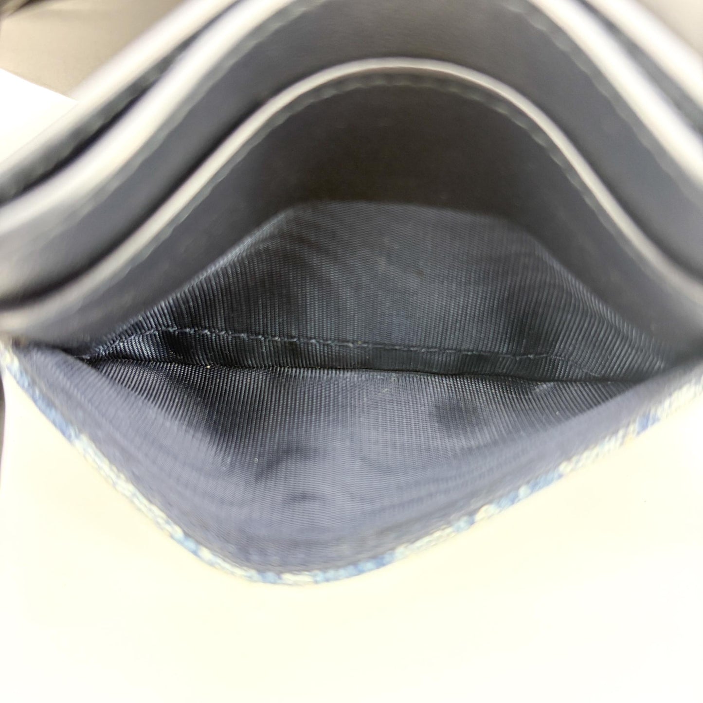 Dior 30 Montaigne Card Holder Blue Oblique Denim Black