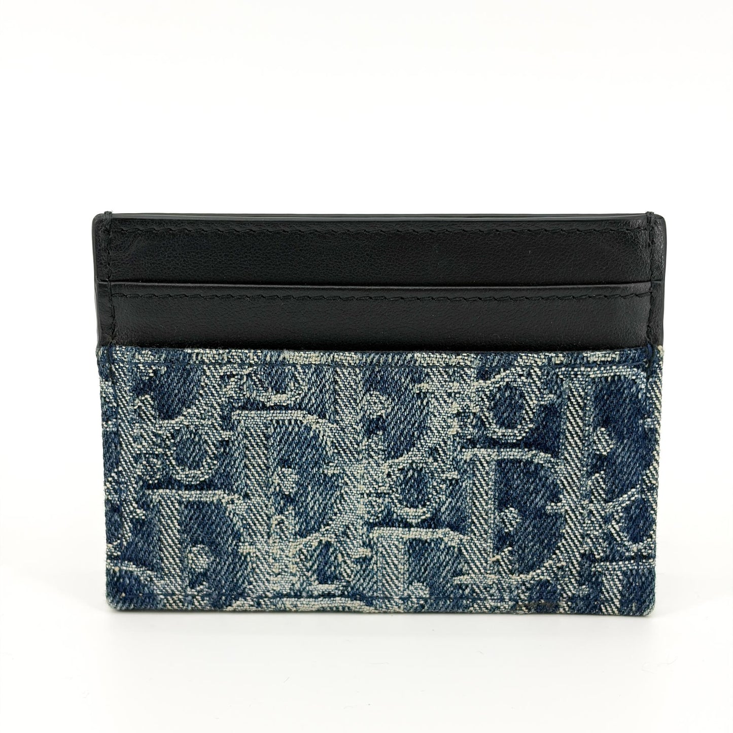 Dior 30 Montaigne Card Holder Blue Oblique Denim Black