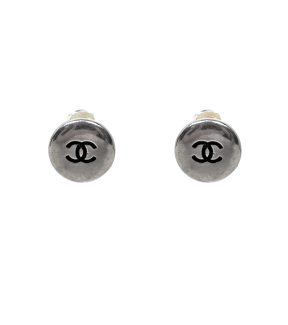 Chanel Round CC Silver Earrings