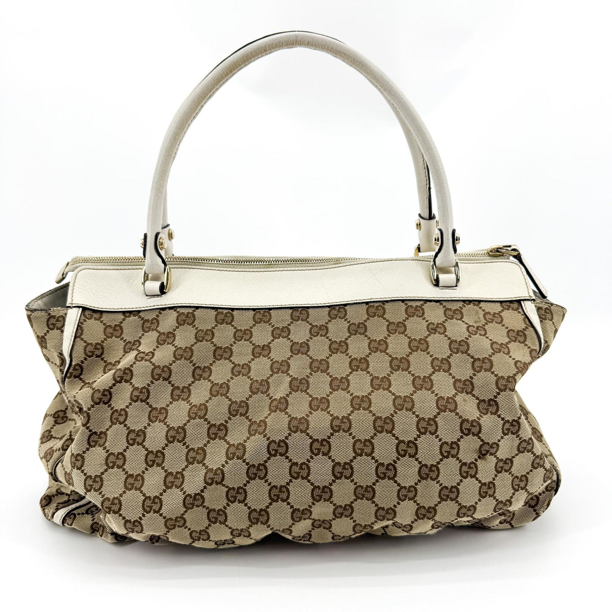 Gucci Abi D-Ring GG Canvas Medium Crossbody Bag White Beige