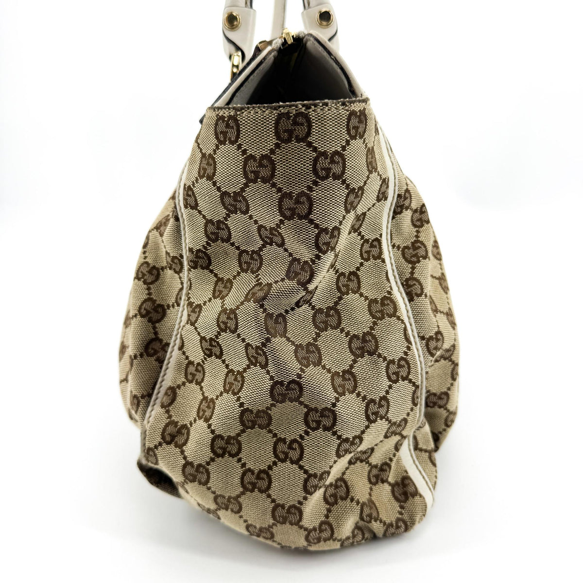 Gucci Abi D-Ring GG Canvas Medium Crossbody Bag White Beige