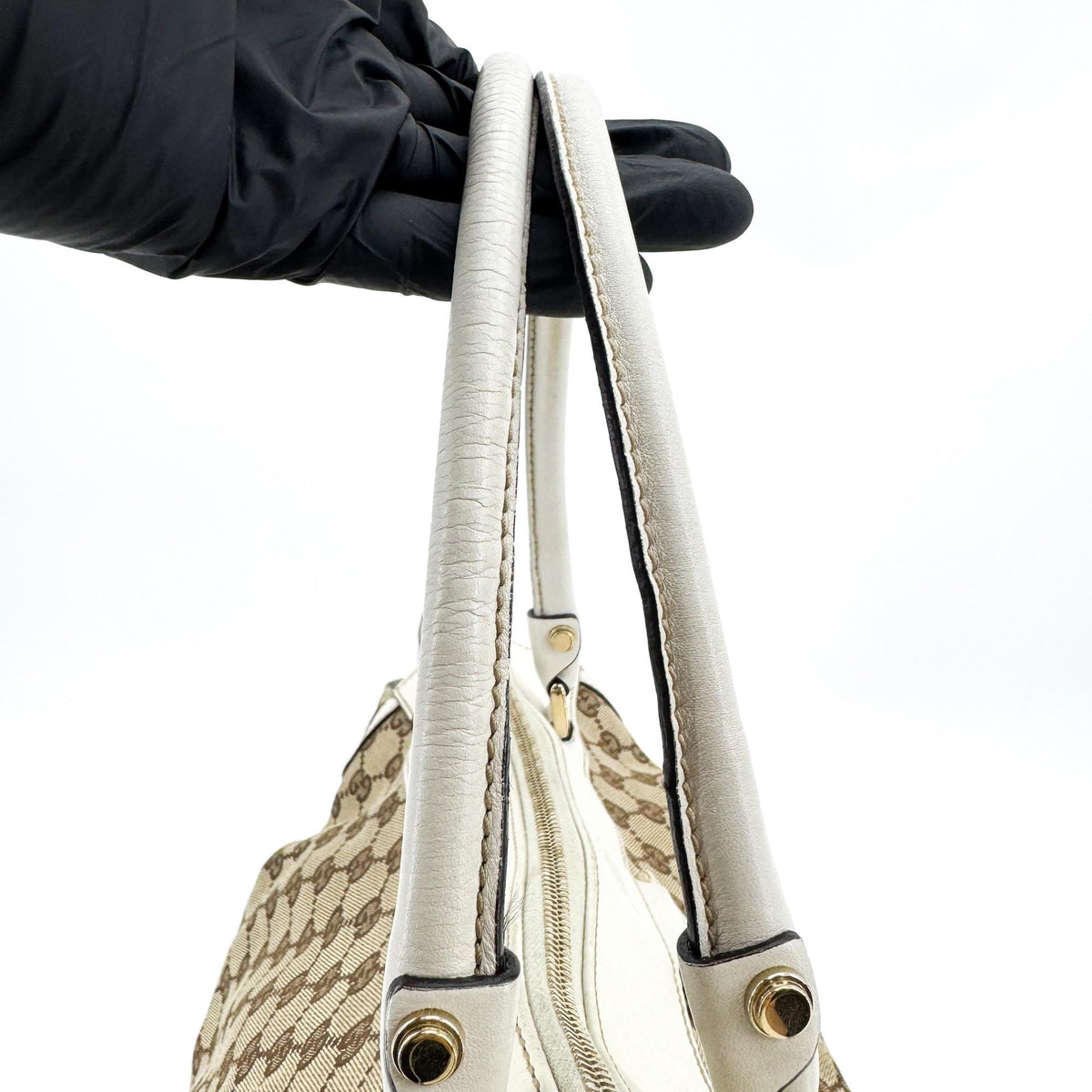 Gucci Abi D-Ring GG Canvas Medium Crossbody Bag White Beige