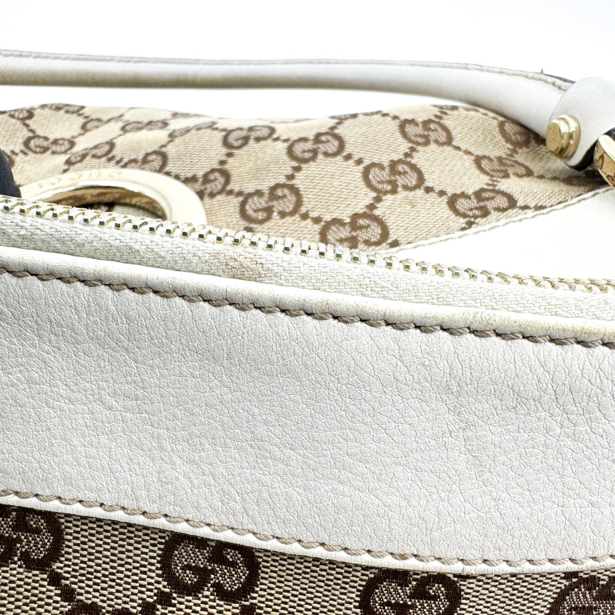 Gucci Abi D-Ring GG Canvas Medium Crossbody Bag White Beige