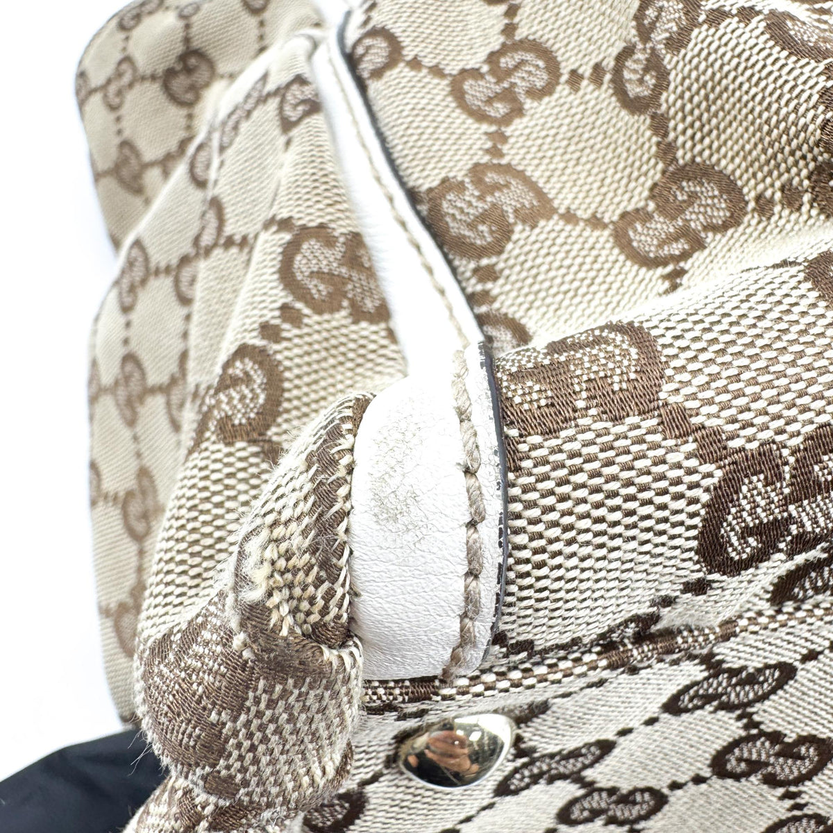 Gucci Abi D-Ring GG Canvas Medium Crossbody Bag White Beige