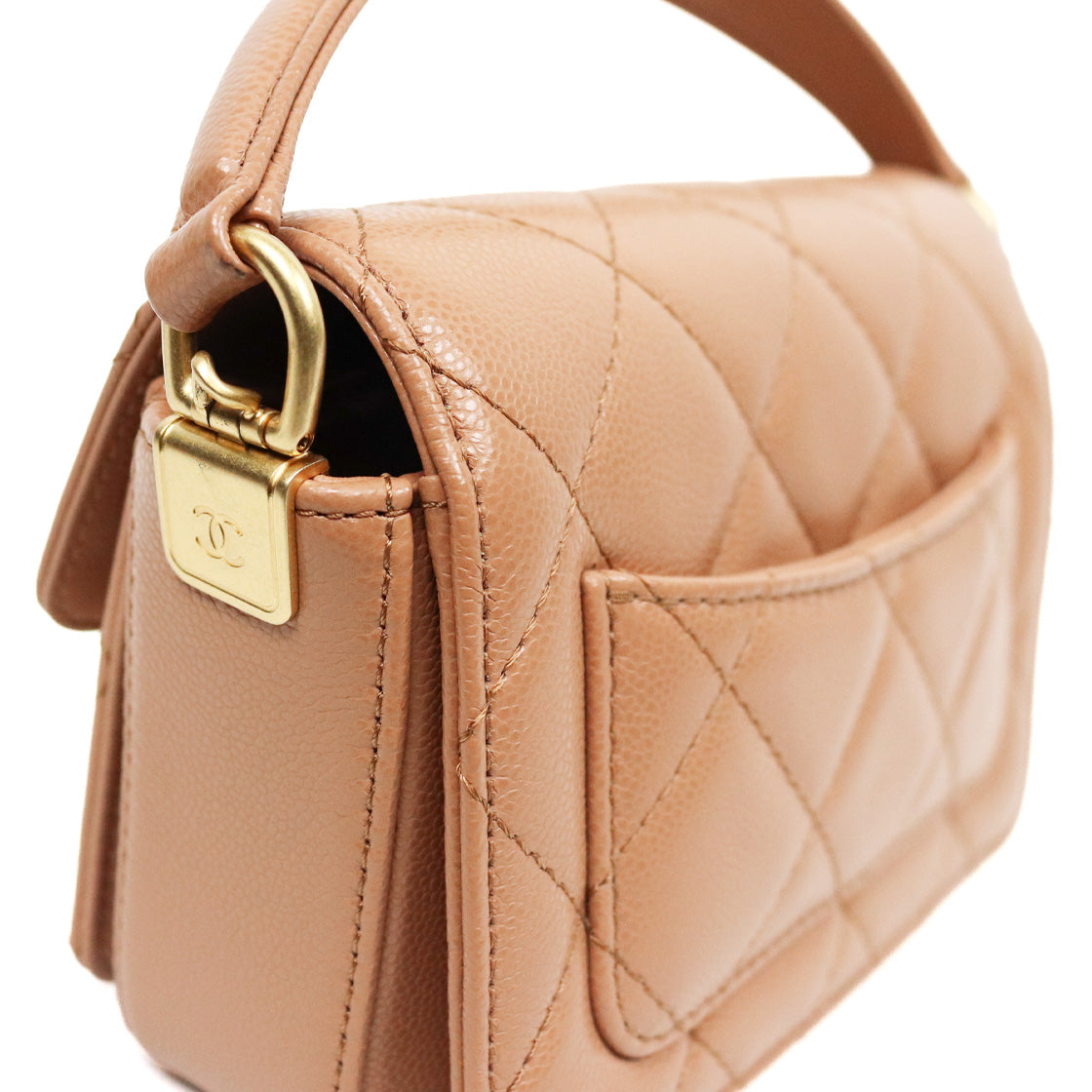 Chanel Mini Brown Caviar Top-Handle Tote Bag