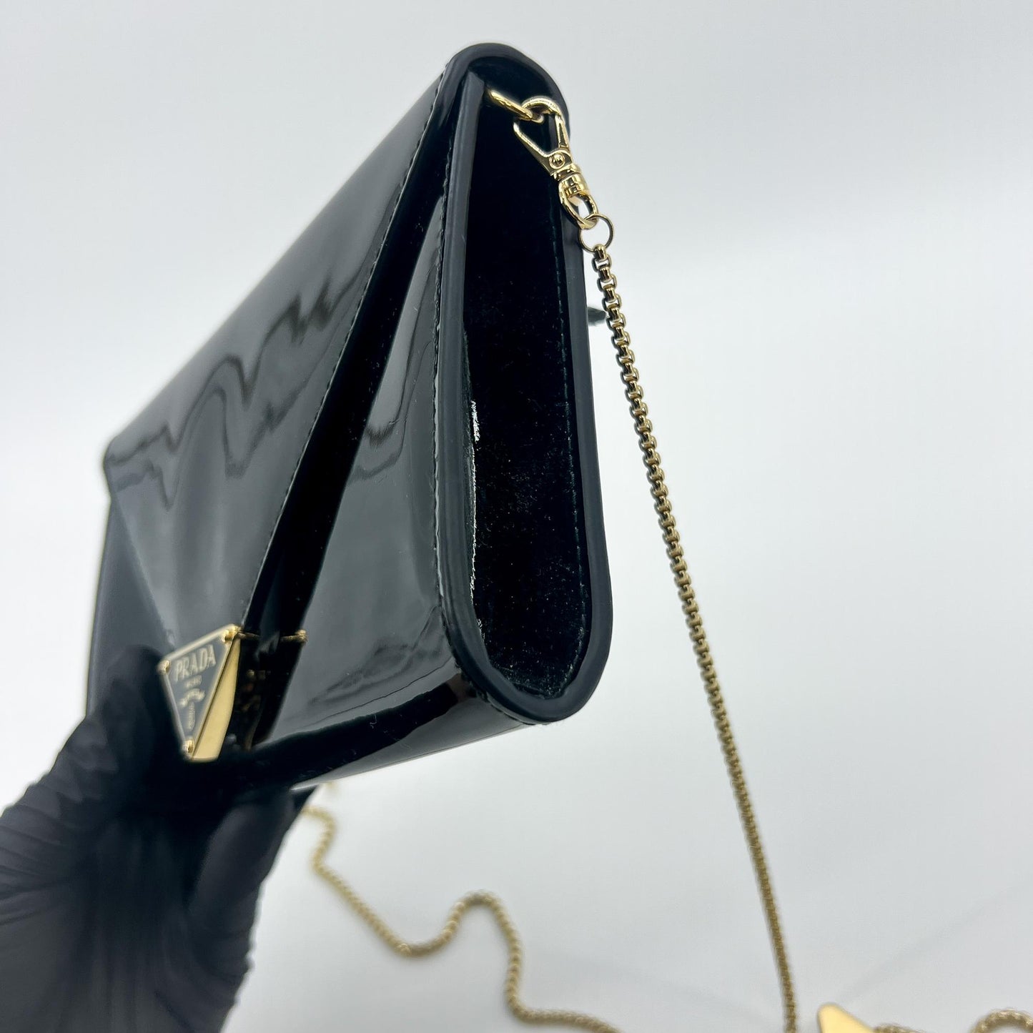 Prada Patent Clutch Bag Black