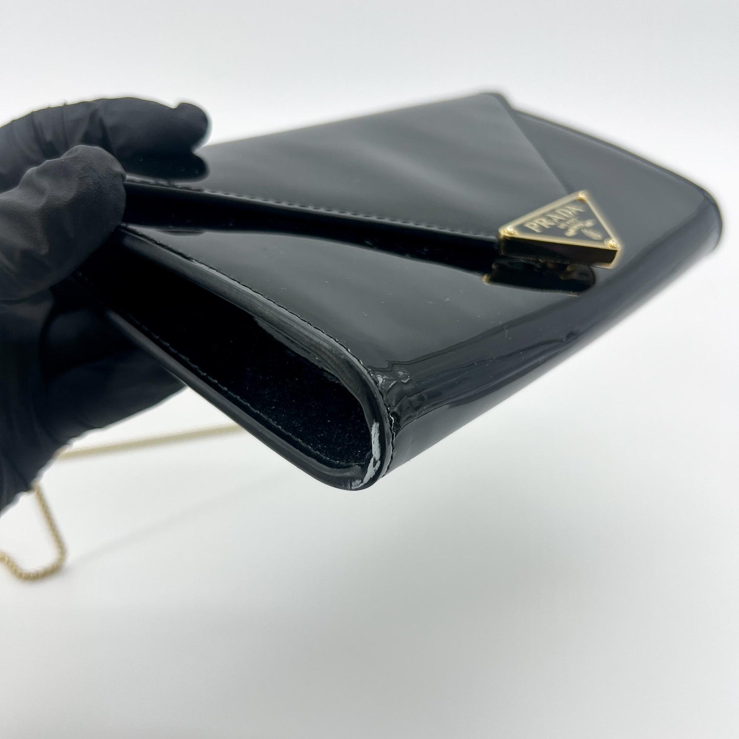 Prada Patent Clutch Bag Black