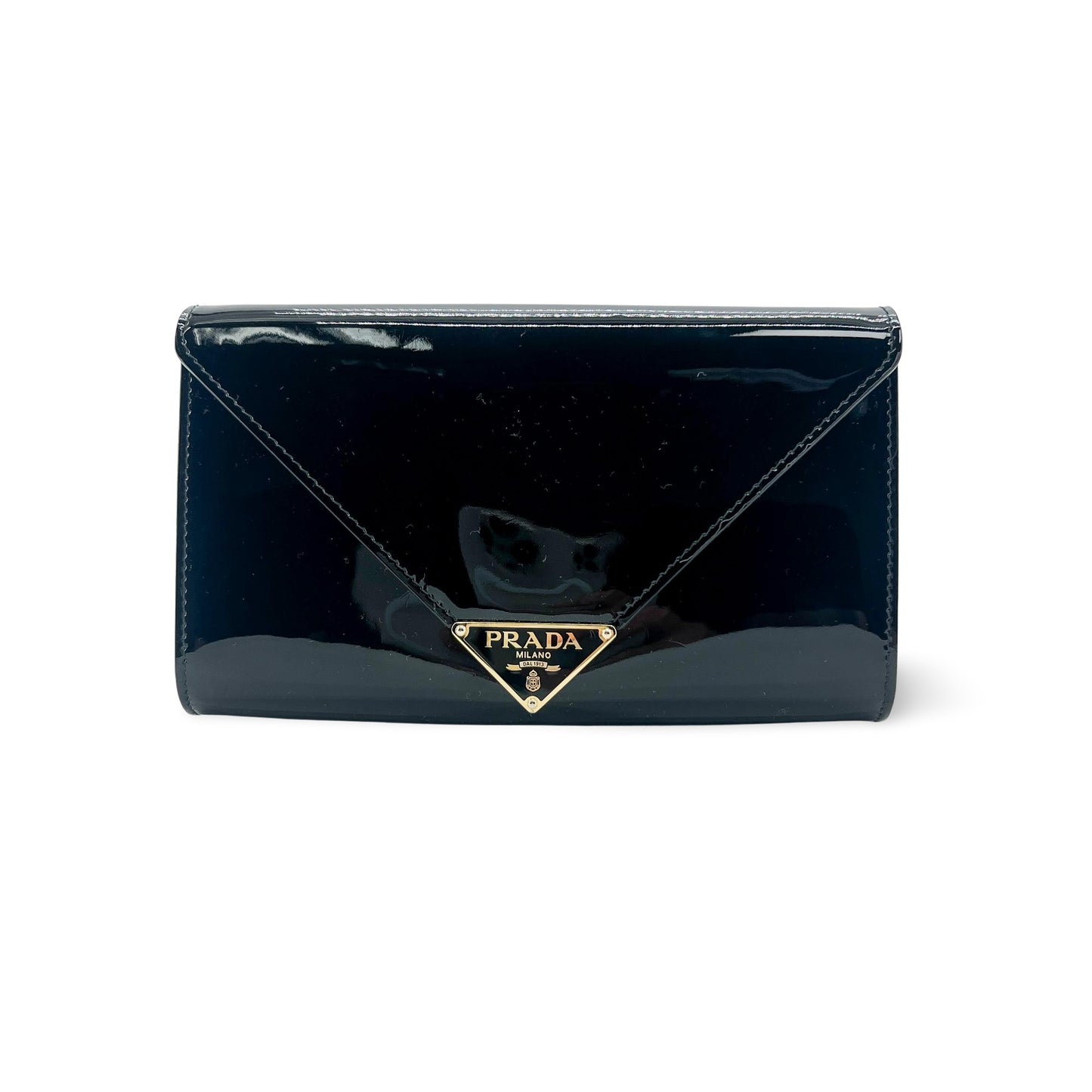 Prada Patent Clutch Bag Black