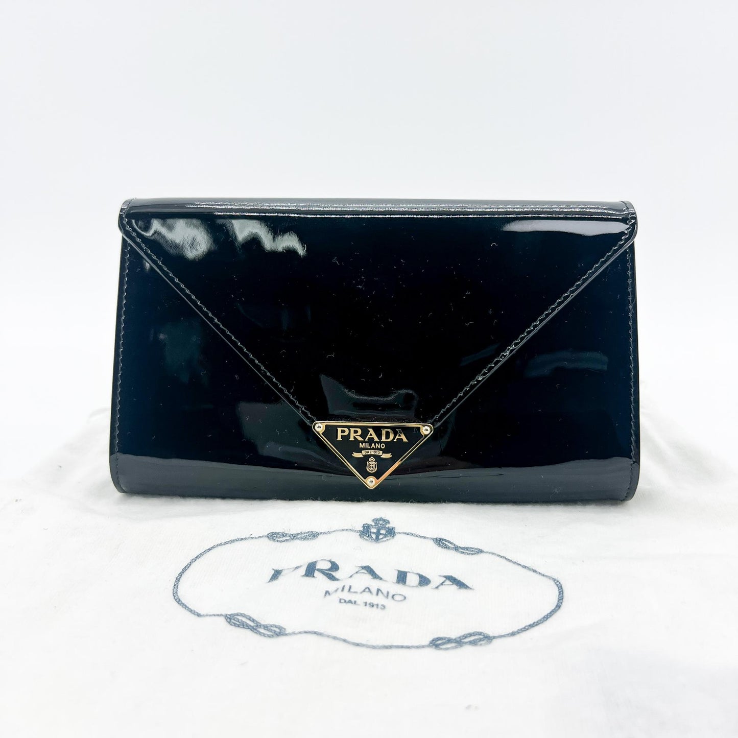 Prada Patent Clutch Bag Black