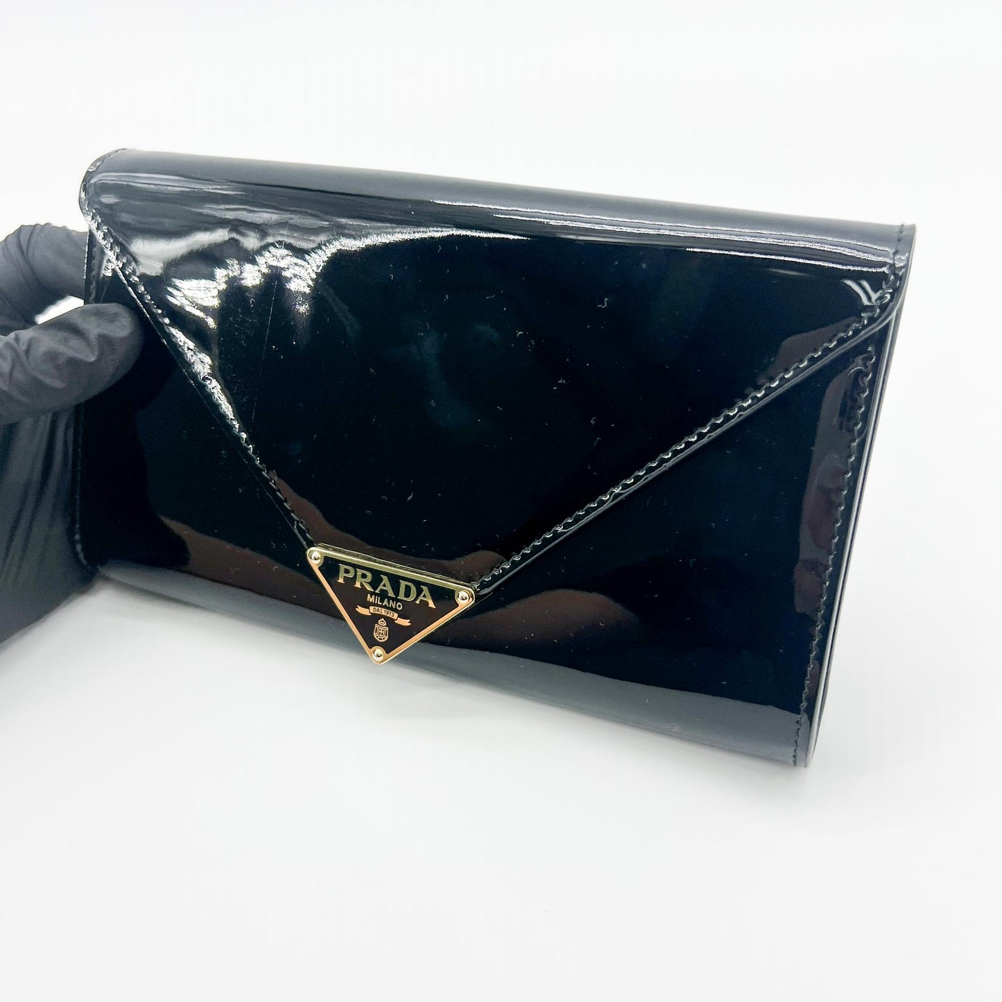 Prada Patent Clutch Bag Black