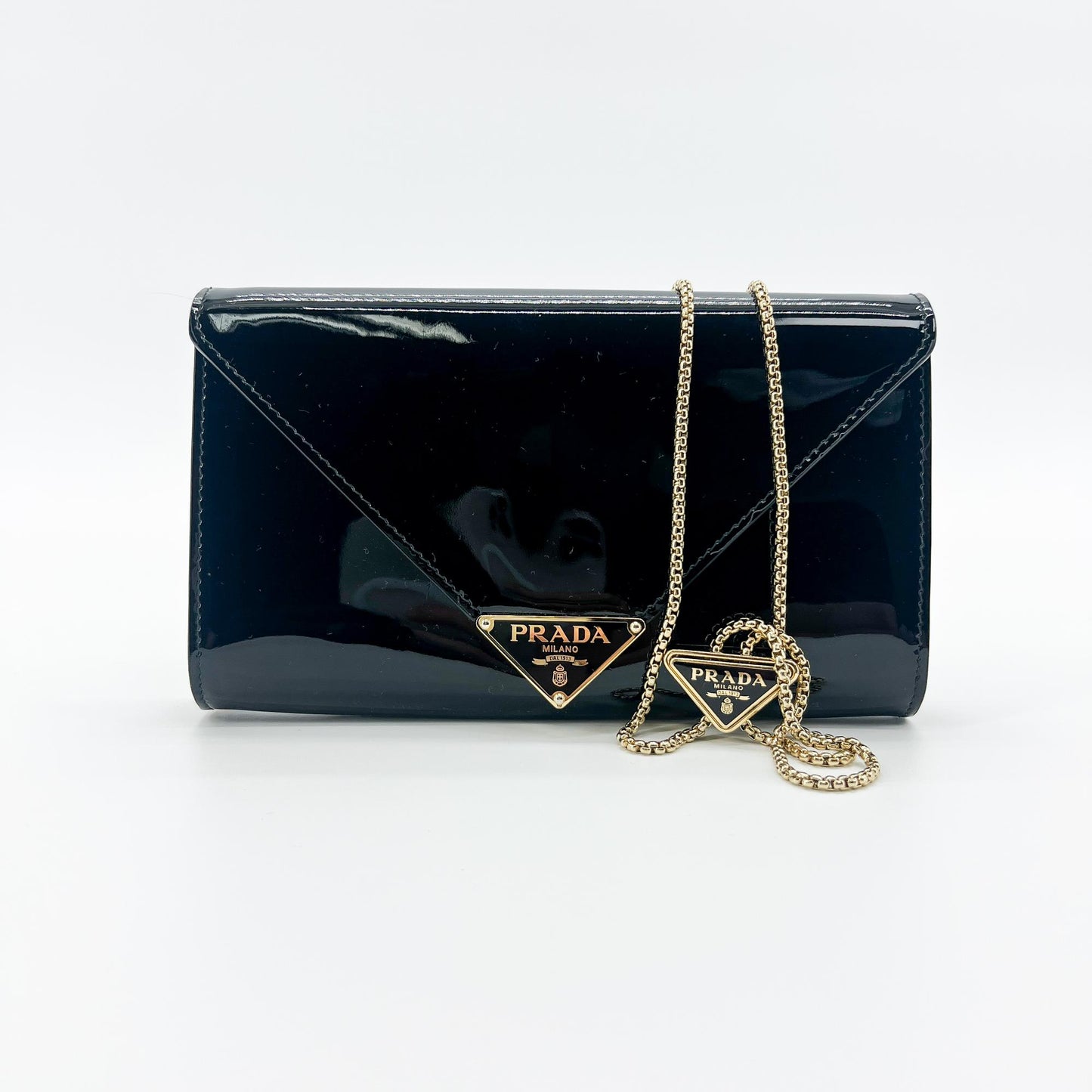 Prada Patent Clutch Bag Black