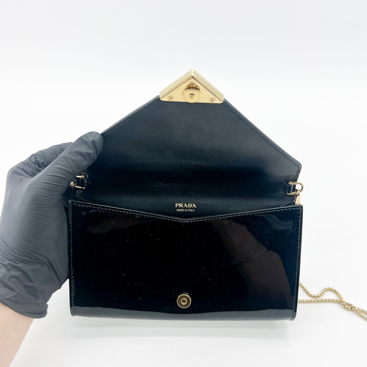 Prada Patent Clutch Bag Black
