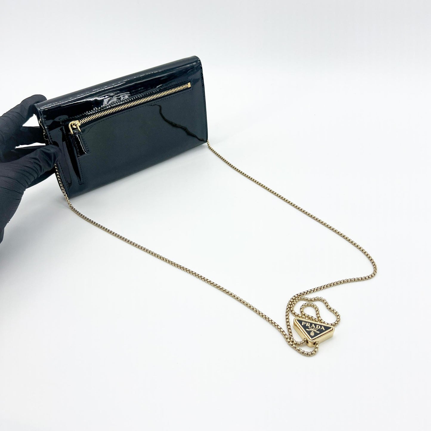 Prada Patent Clutch Bag Black