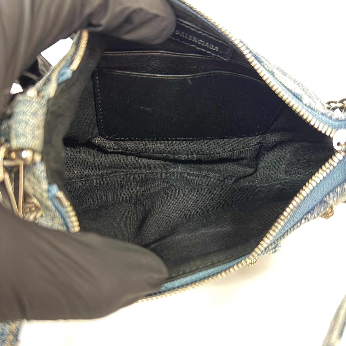 Balenciaga Le Cagol XS Shoulder Bag BB Monogram Denim Blue