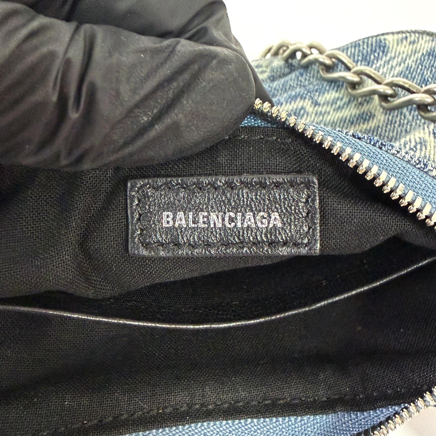 Balenciaga Le Cagol XS Shoulder Bag BB Monogram Denim Blue