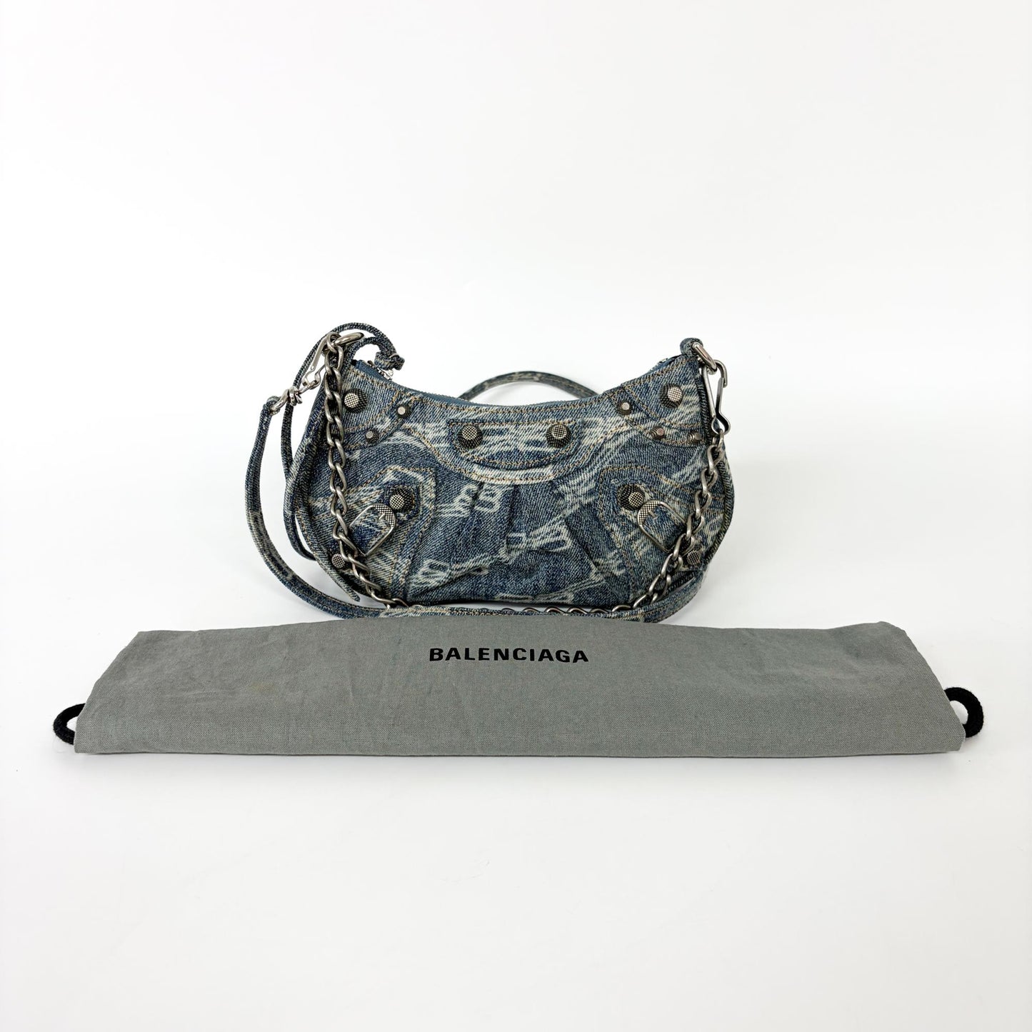 Balenciaga Le Cagol XS Shoulder Bag BB Monogram Denim Blue