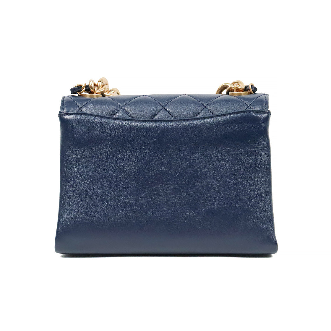 Chanel Navy Quilted CC Flap Chain Shoulder Bag with Built-in Chip