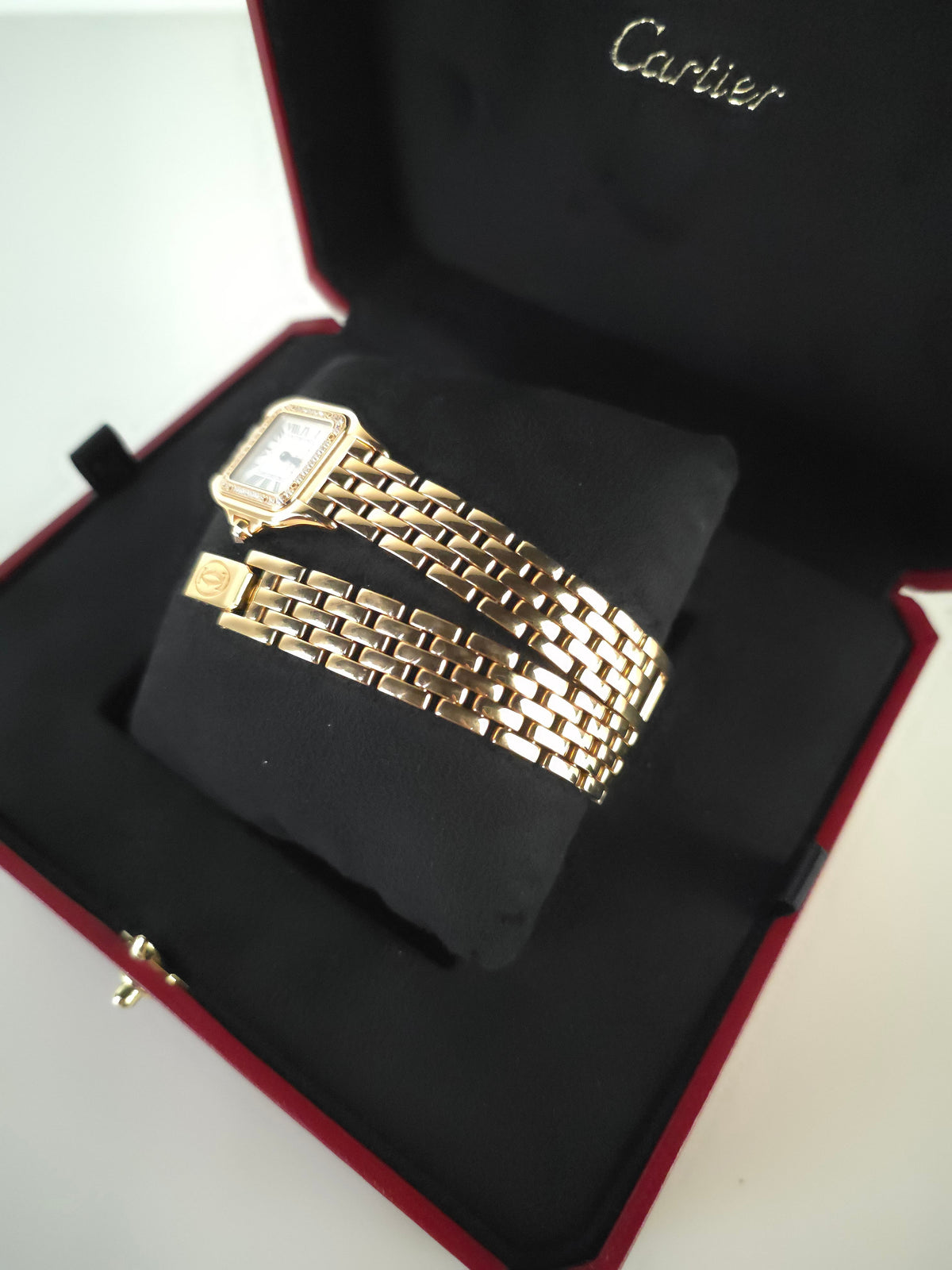 Small Panther Diamond 18K Gold Double Bracelet Watch