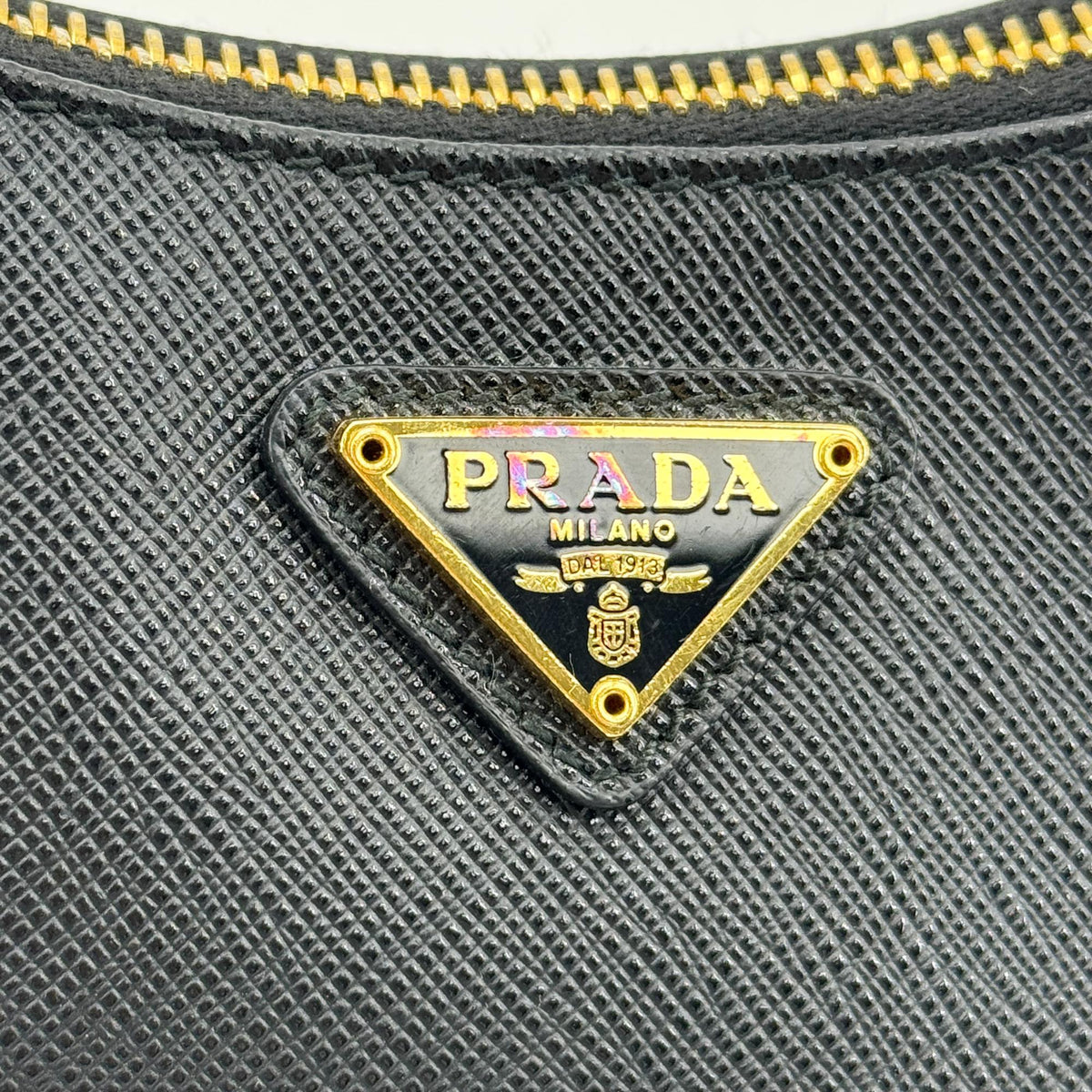 Prada Saffiano Leather Re-edition 2005 Crossbody Bag Black Gold Hardware