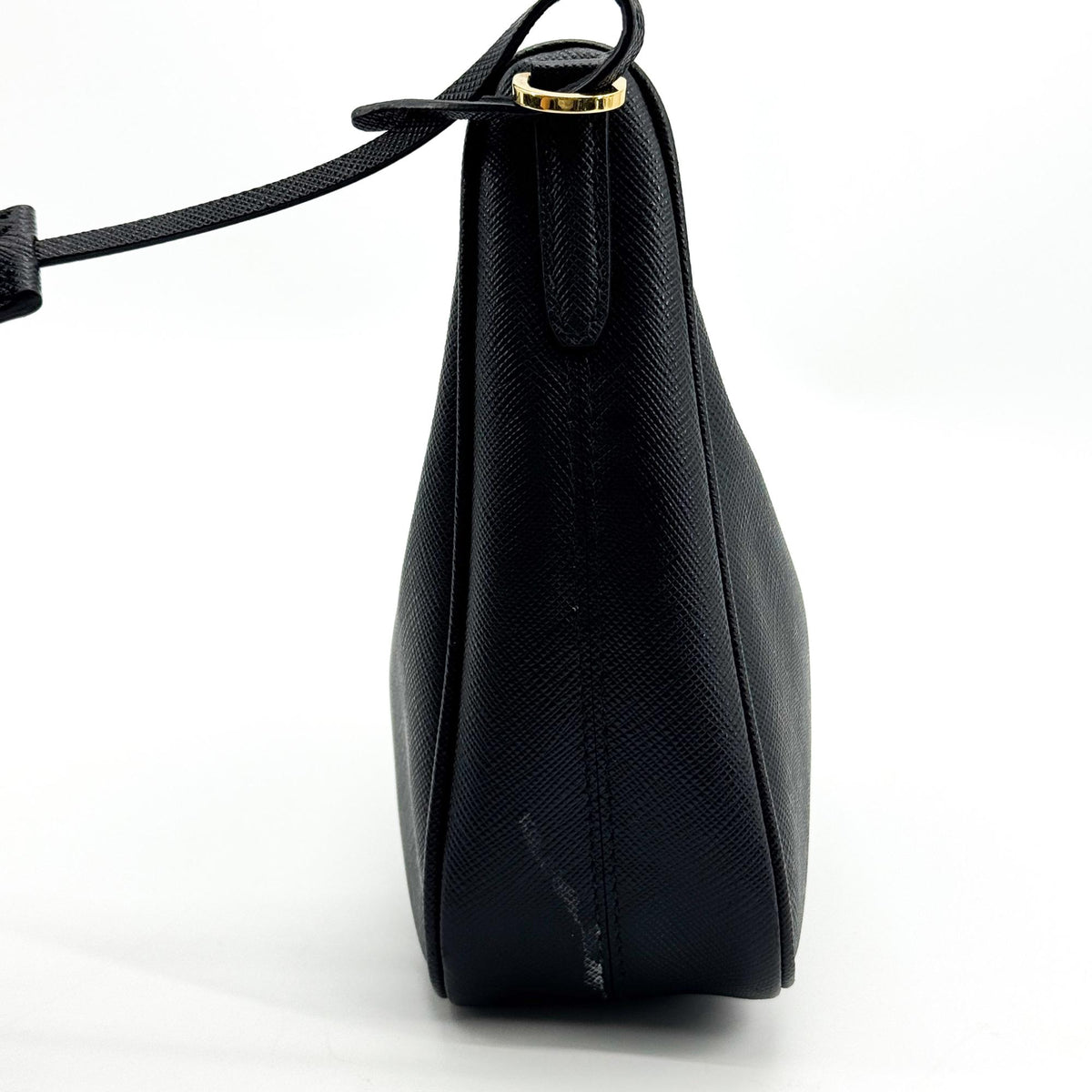 Prada Saffiano Leather Re-edition 2005 Crossbody Bag Black Gold Hardware