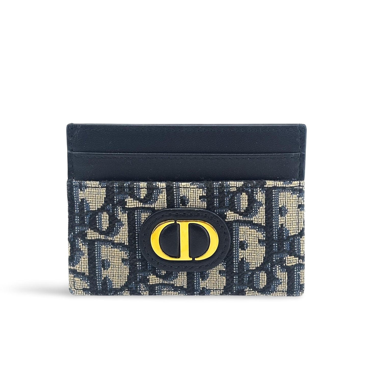 Dior 30 Montaigne Card Holder Blue Oblique Jacquard