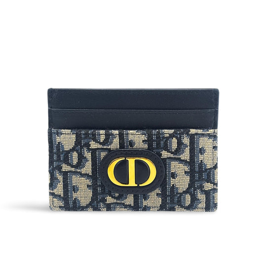 Dior 30 Montaigne Card Holder Blue Oblique Jacquard