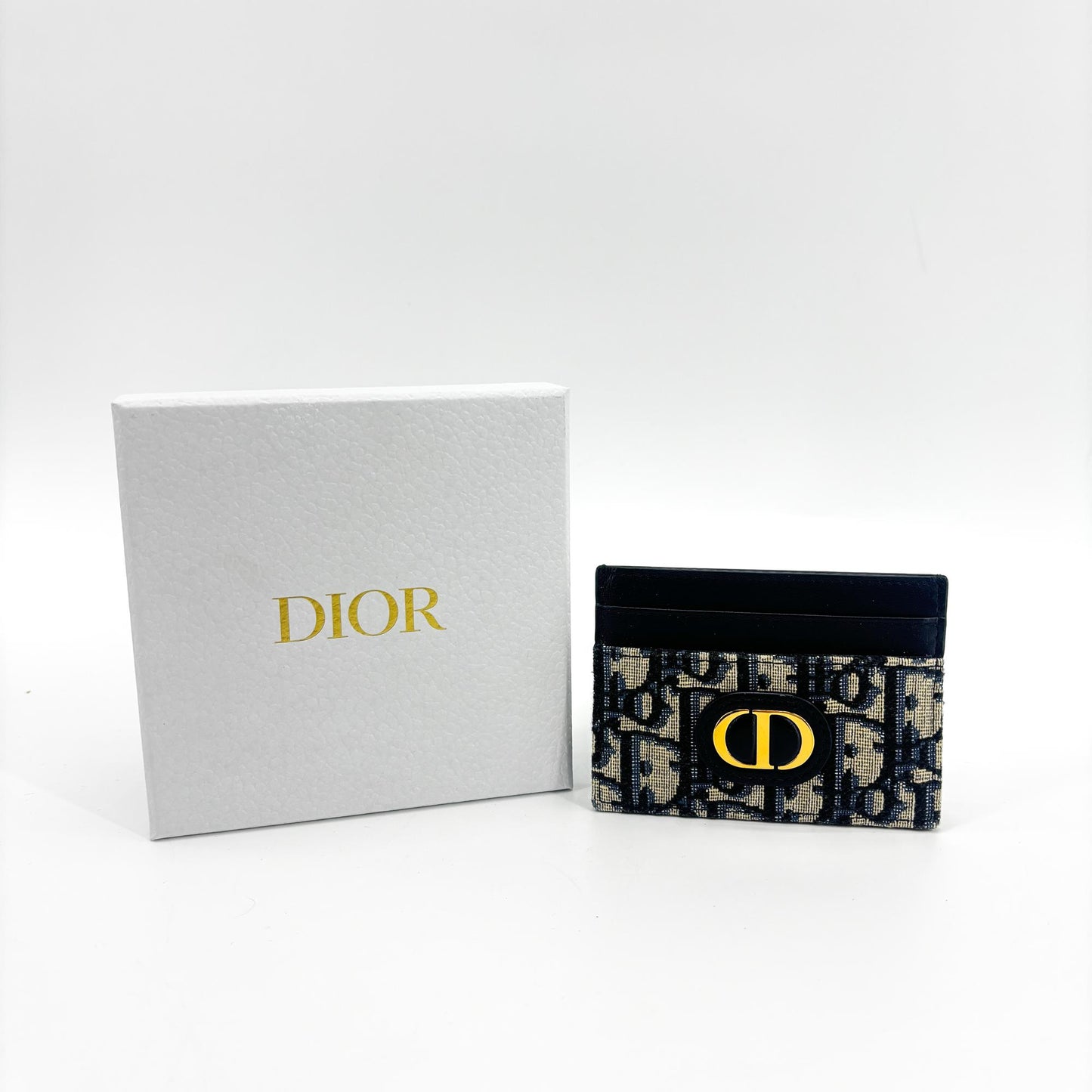 Dior 30 Montaigne Card Holder Blue Oblique Jacquard