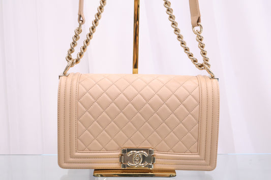 Boy Bag Medium Calfskin Beige Chain Shoulder Bag A67086