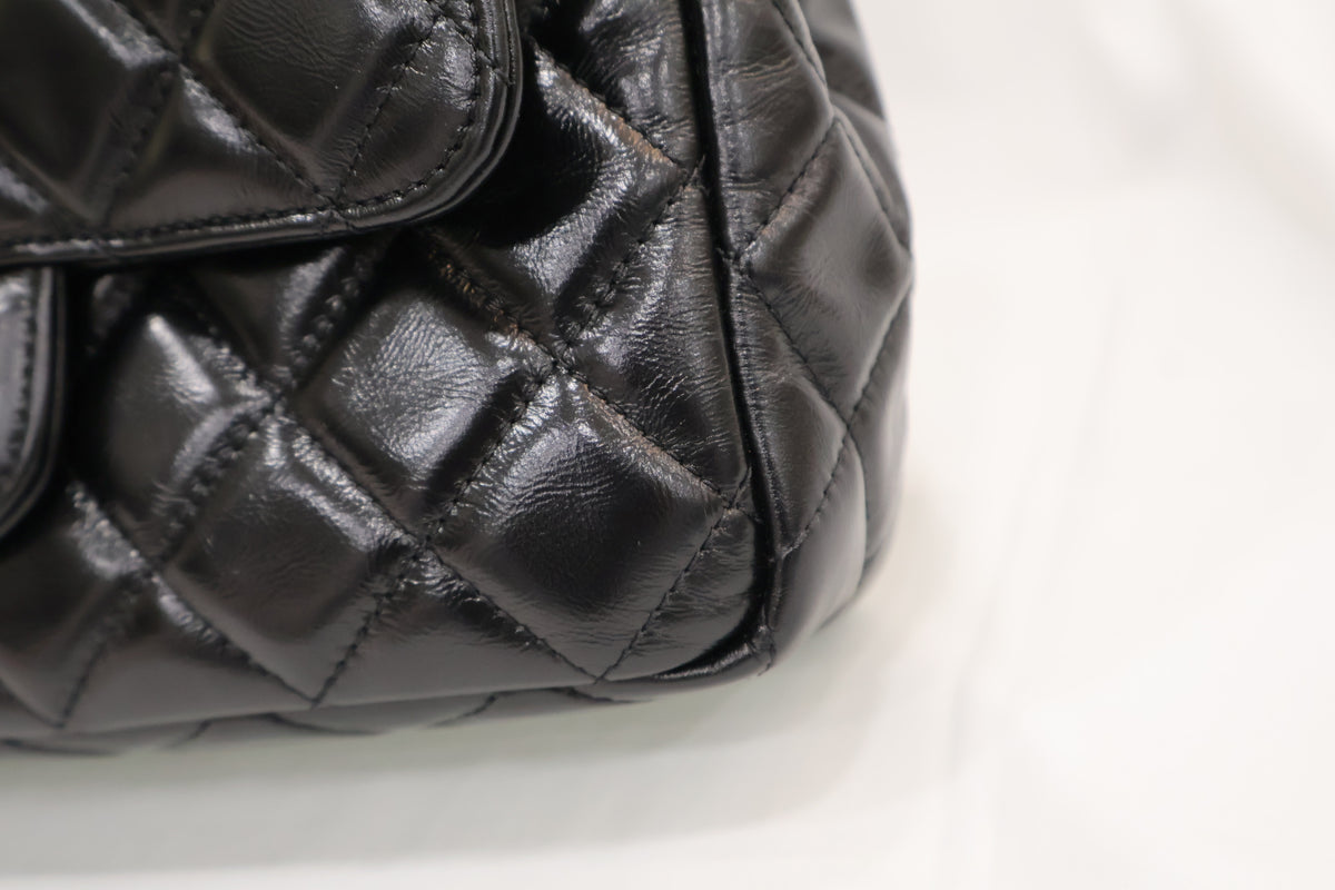 Pocket Chain Shiny Crumpled Calf Chain Small Hobo Shoulder Bag AS4323 Black