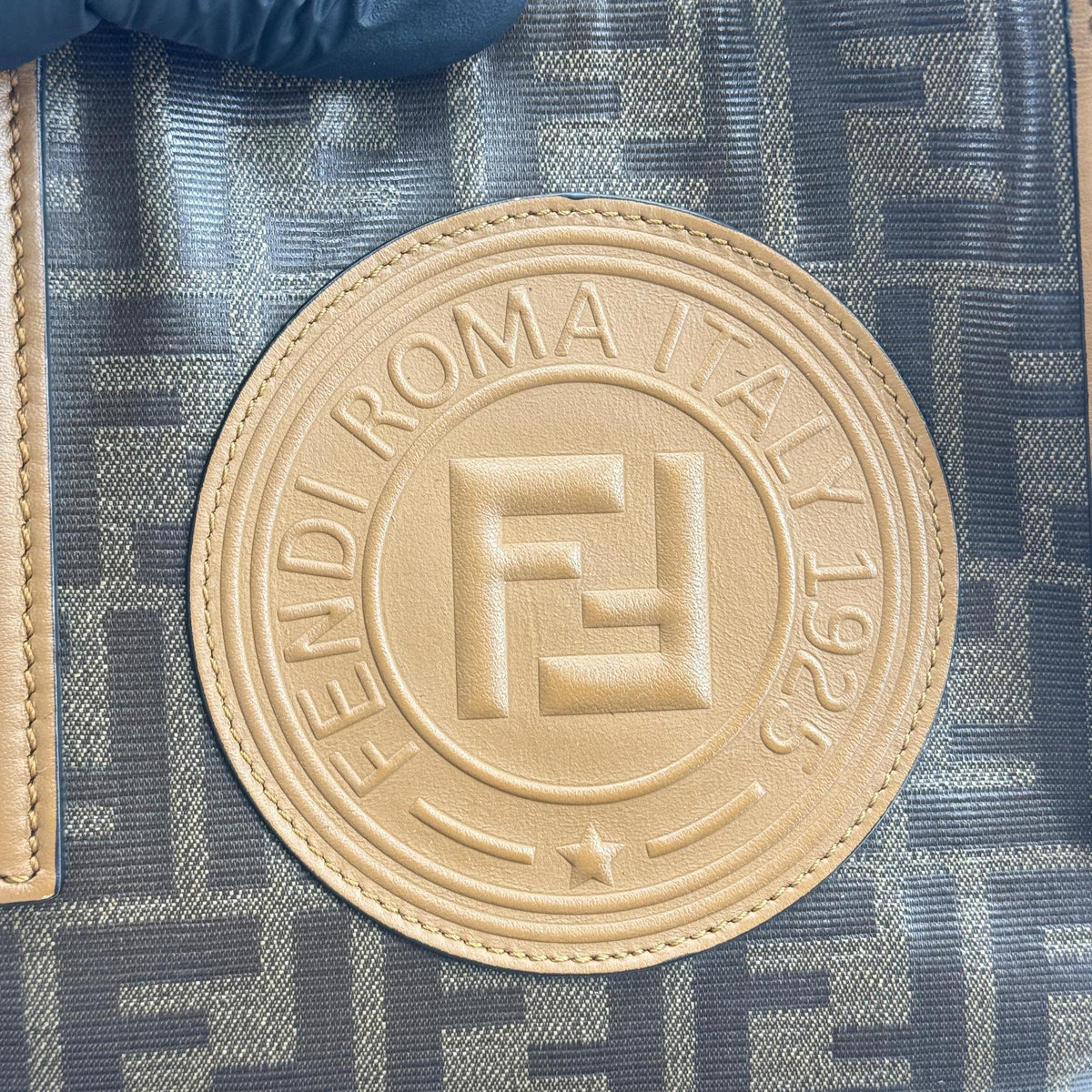 Fendi FF Zucca Logo Patch Tote Bag Brown