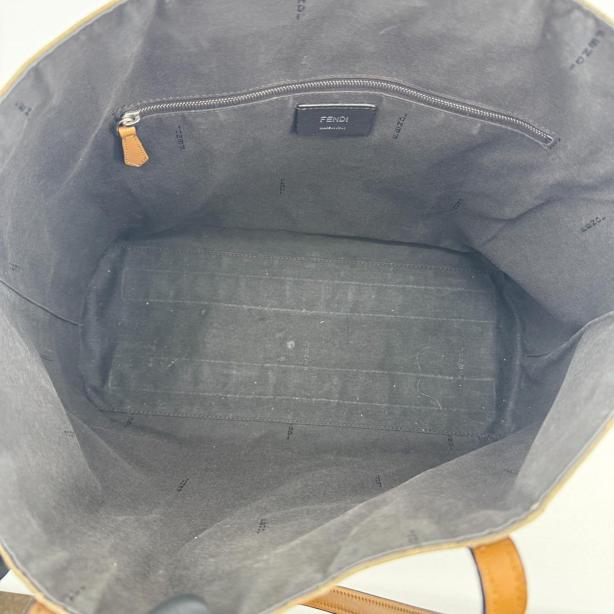 Fendi FF Zucca Logo Patch Tote Bag Brown