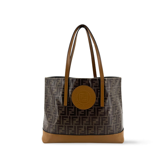 Fendi FF Zucca Logo Patch Tote Bag Brown