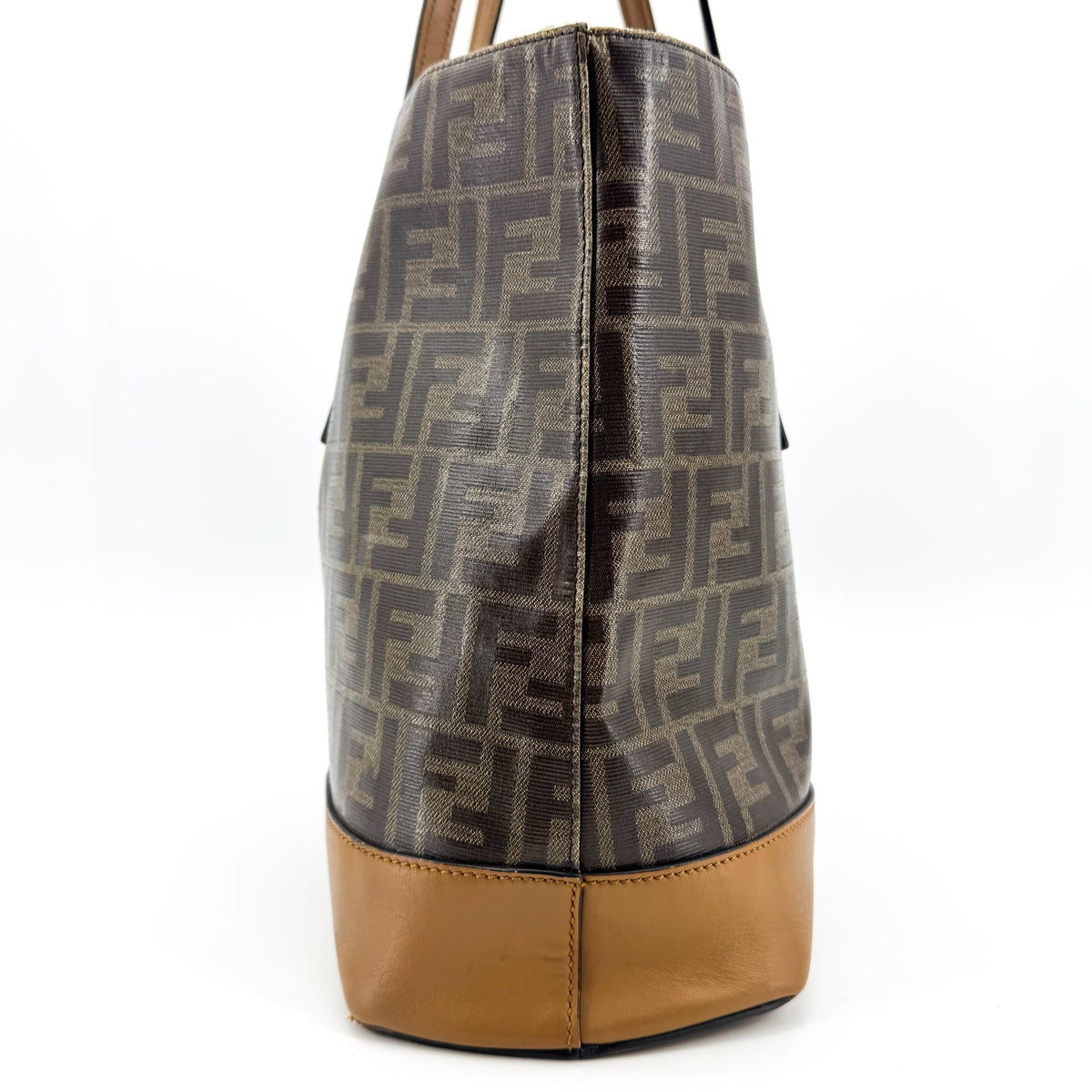Fendi FF Zucca Logo Patch Tote Bag Brown