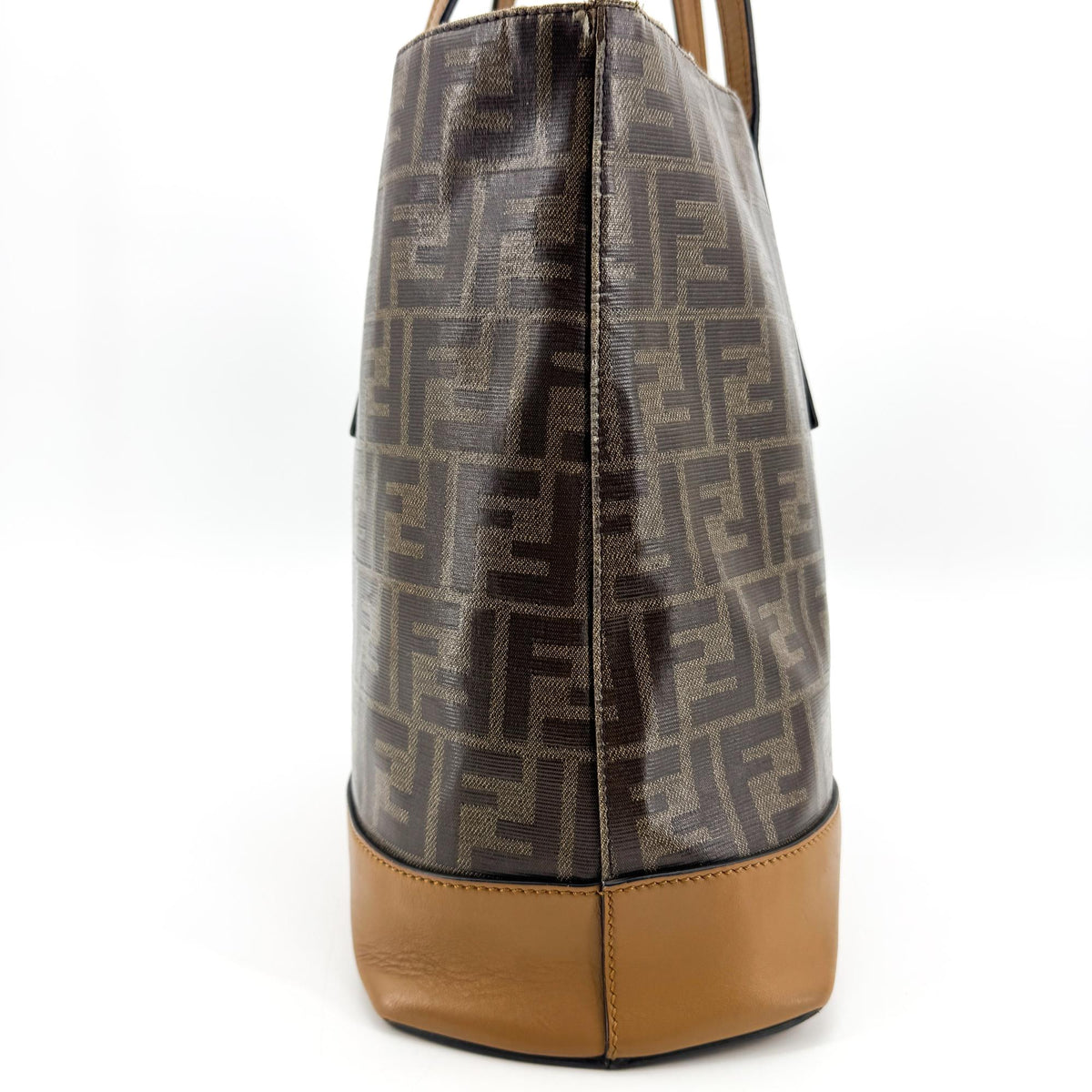 Fendi FF Zucca Logo Patch Tote Bag Brown