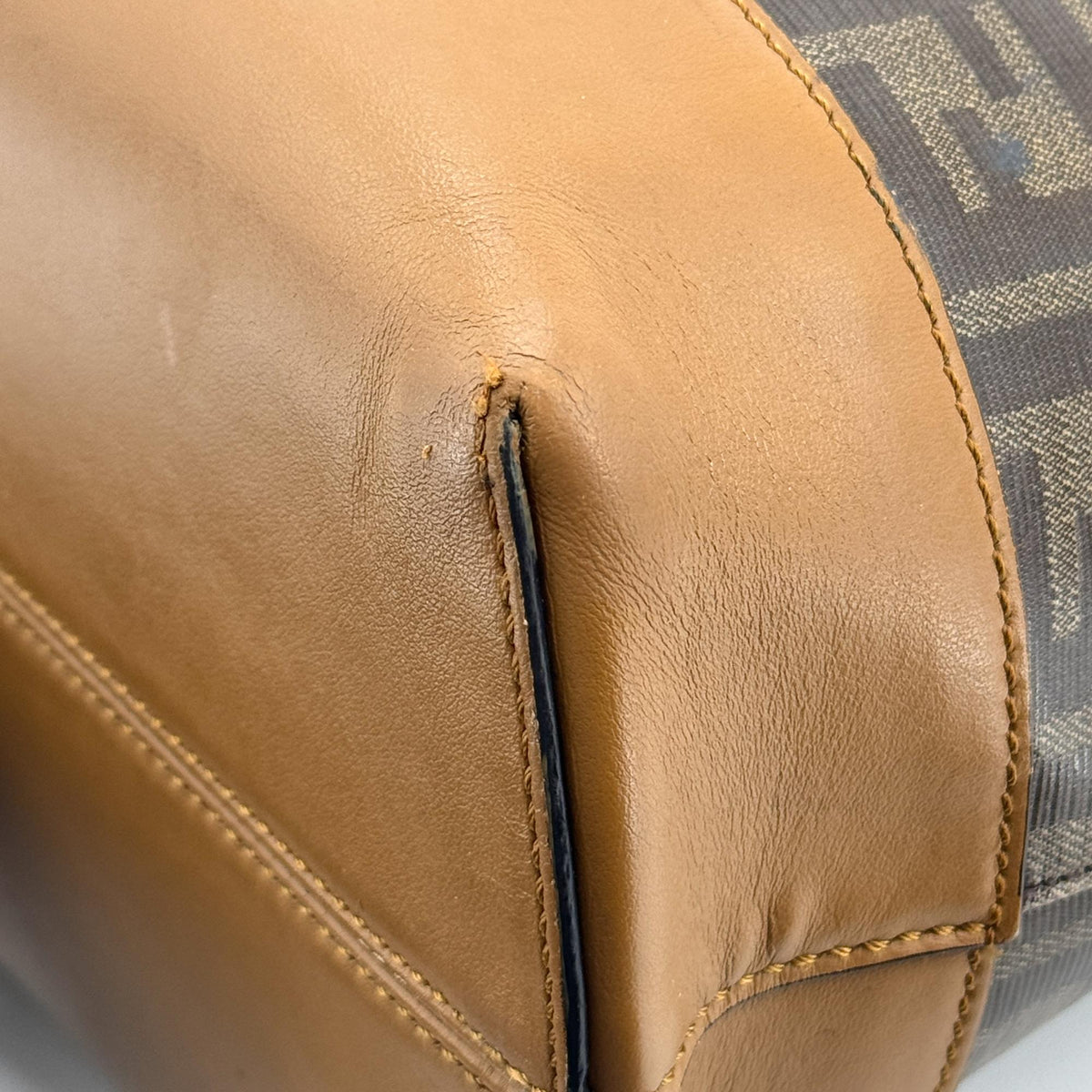 Fendi FF Zucca Logo Patch Tote Bag Brown