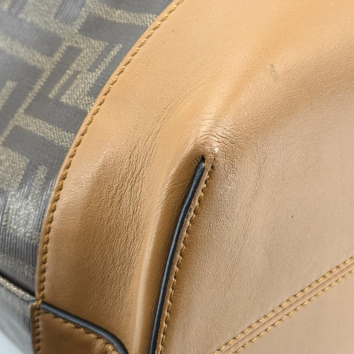 Fendi FF Zucca Logo Patch Tote Bag Brown