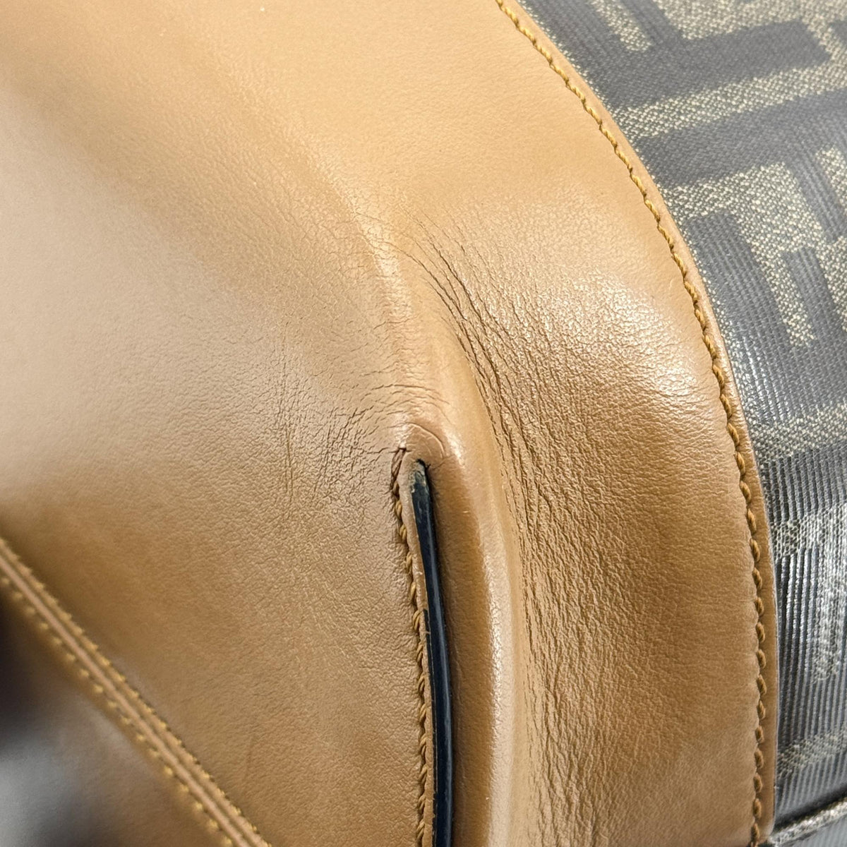 Fendi FF Zucca Logo Patch Tote Bag Brown