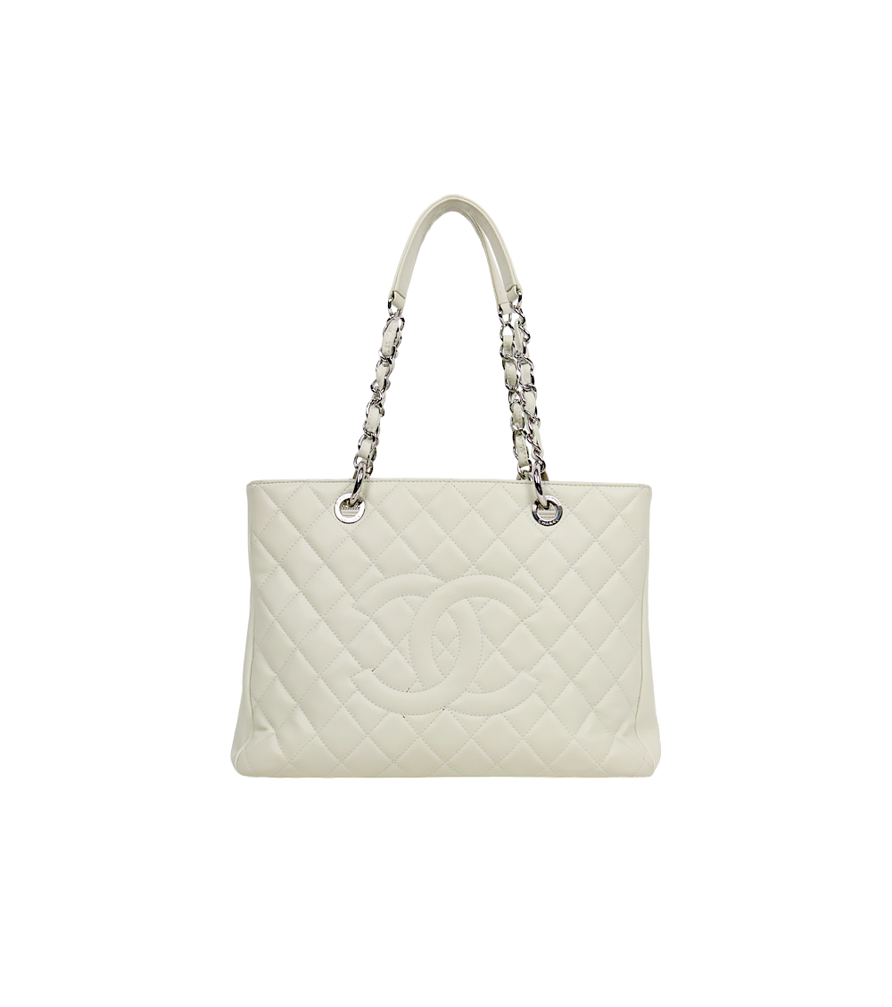 Chanel Ivory Caviar Big CC Grandchamp Shoulder Bag