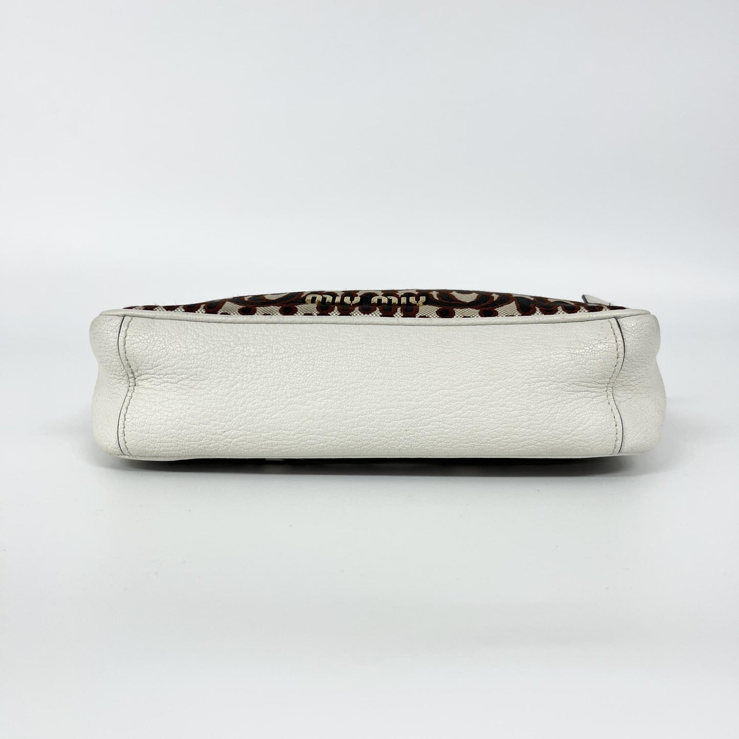 Miu Miu logo print jacquard and leather shoulder bag