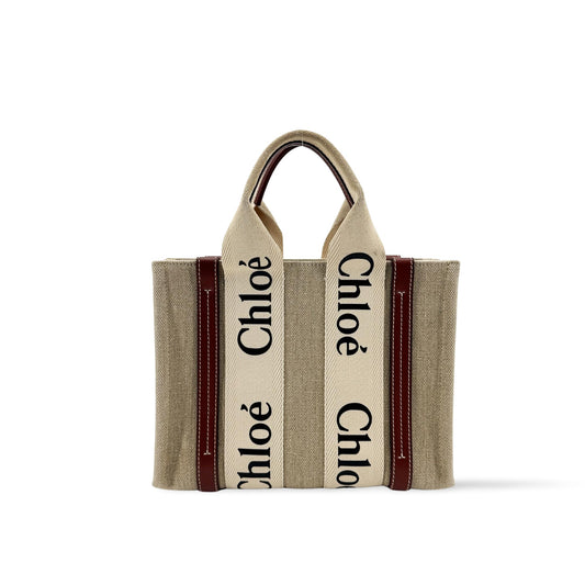 Chloé Woody Small Tote Bag Natural Brown