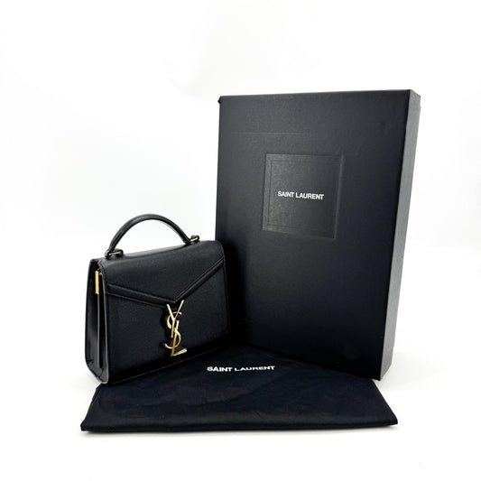 Saint Laurent Mini Cassandra Top Handle Bag Gold Hardware Black