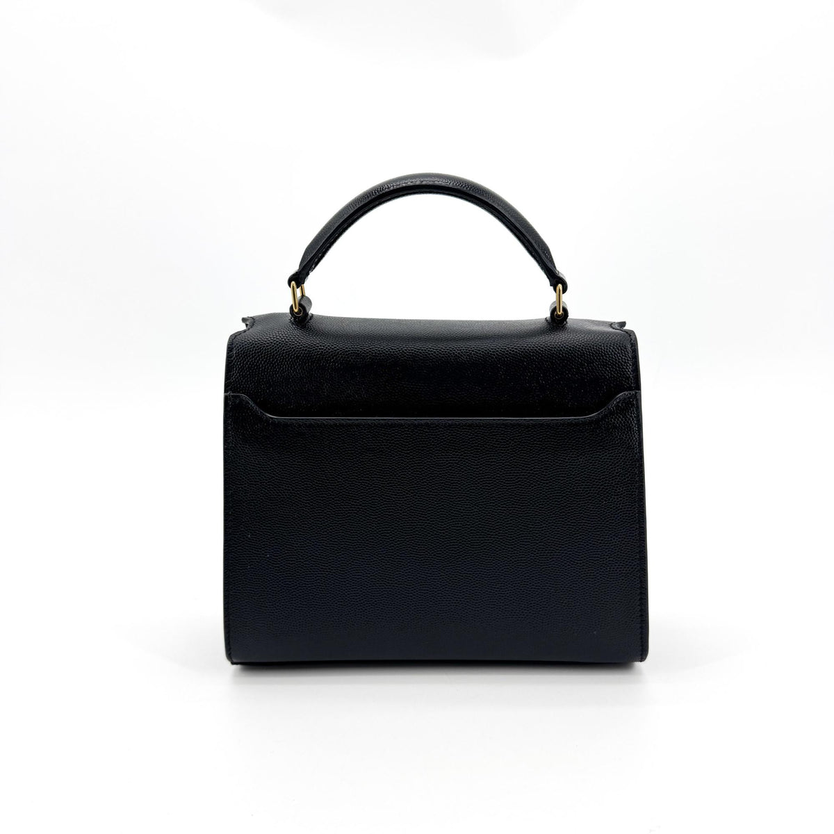 Saint Laurent Mini Cassandra Top Handle Bag Gold Hardware Black