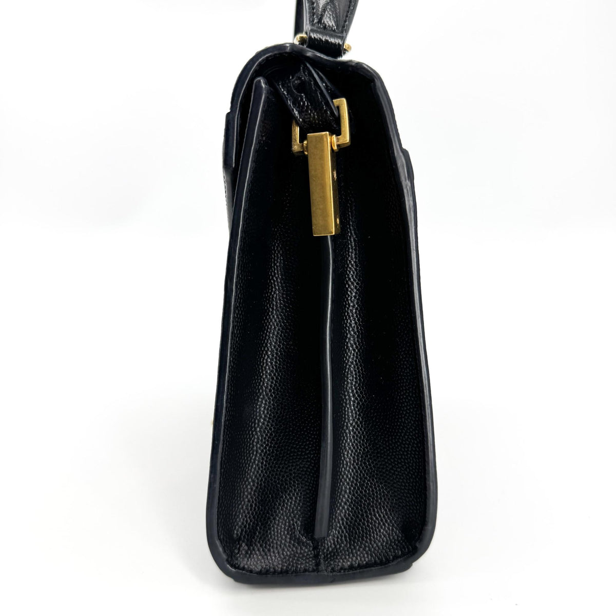 Saint Laurent Mini Cassandra Top Handle Bag Gold Hardware Black