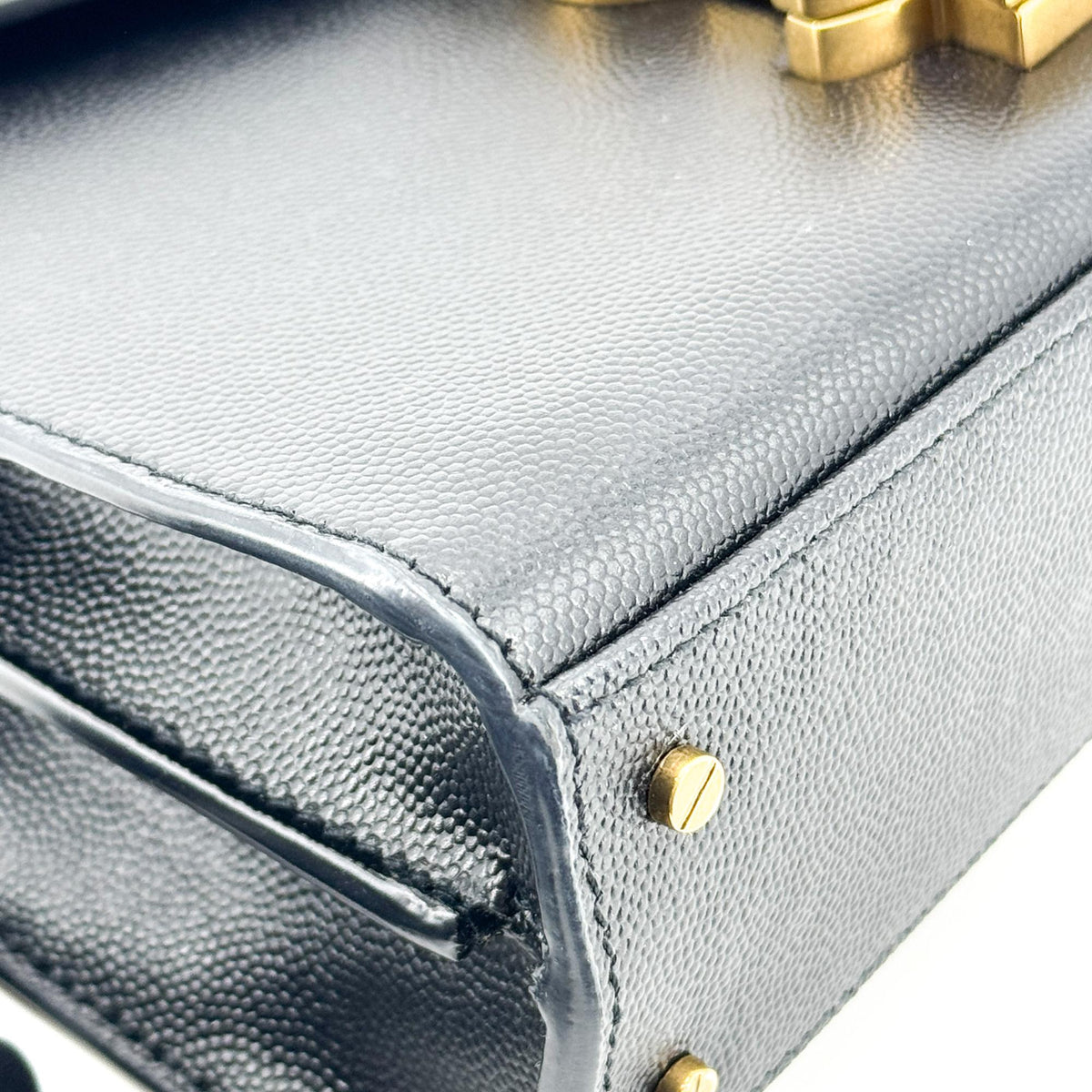 Saint Laurent Mini Cassandra Top Handle Bag Gold Hardware Black