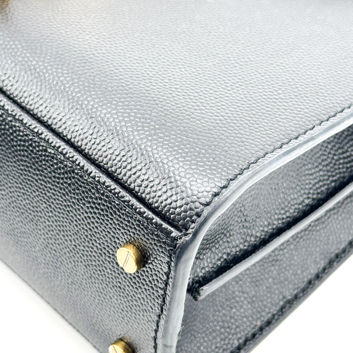 Saint Laurent Mini Cassandra Top Handle Bag Gold Hardware Black