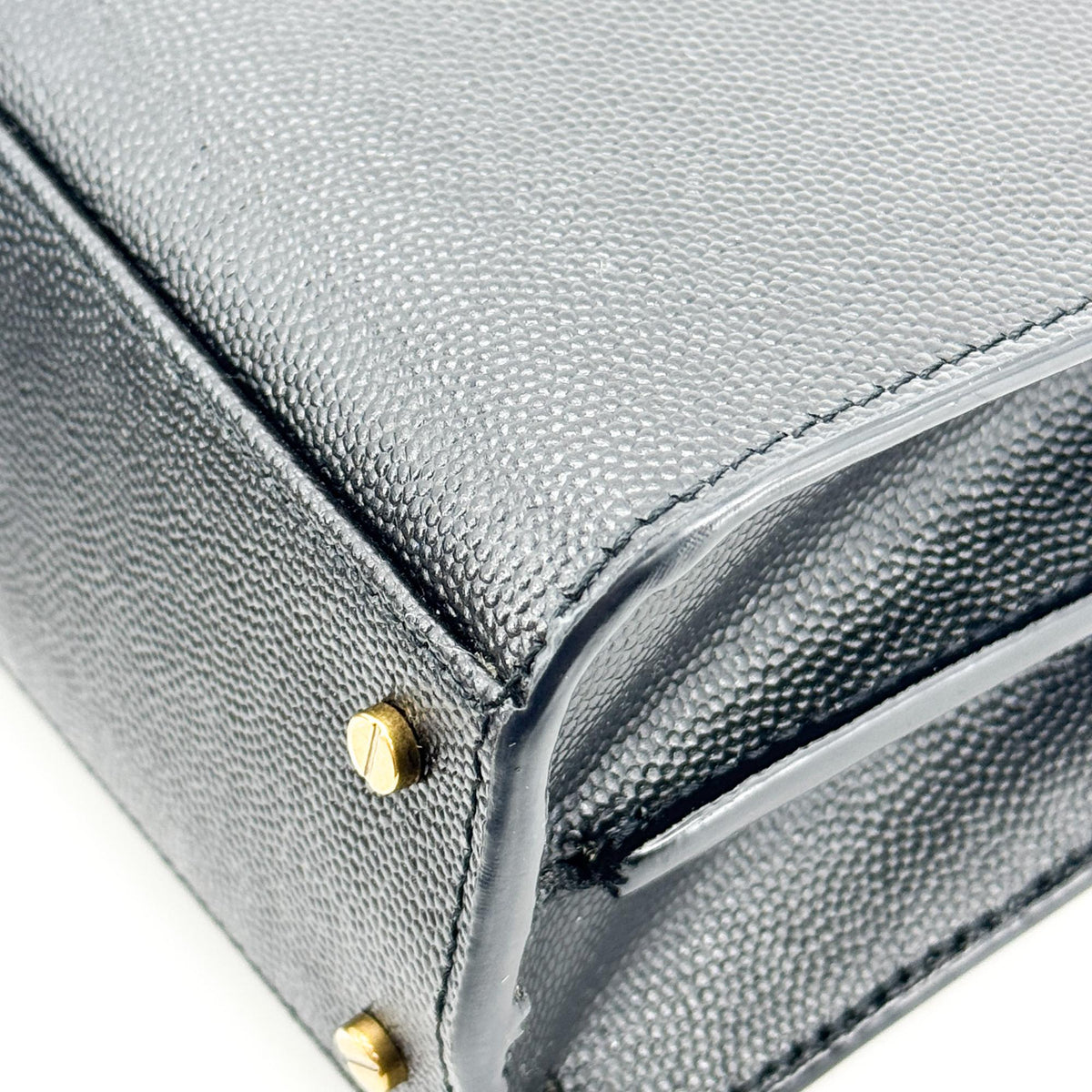 Saint Laurent Mini Cassandra Top Handle Bag Gold Hardware Black