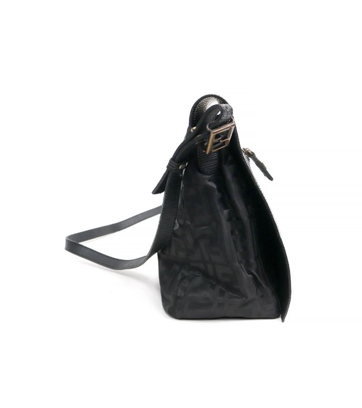 Fendi Black Zucca Flap Shoulder Bag