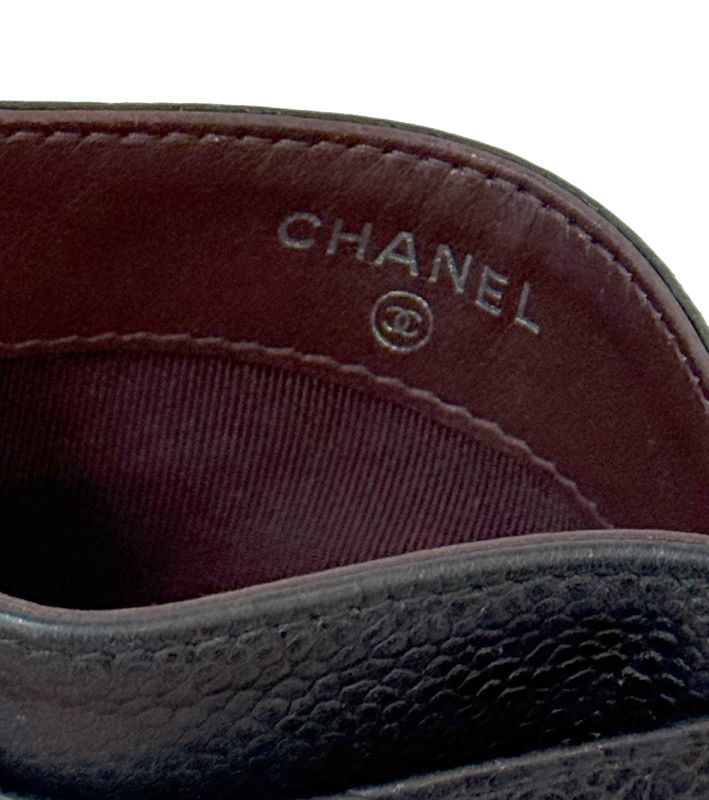 Chanel Black Caviar Skin Card Holder Wallet
