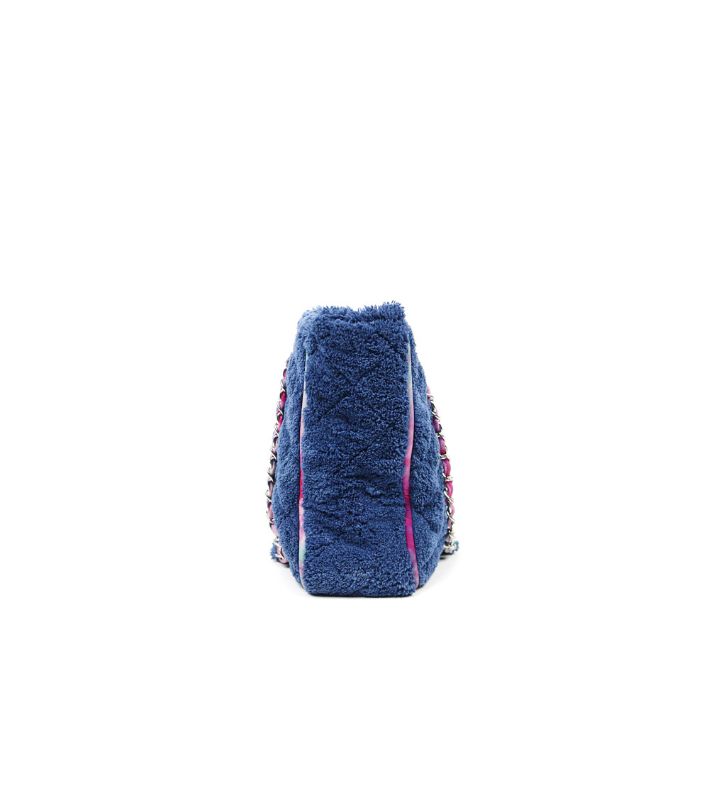 Chanel Navy Shearling Quilted CC Timeless Chain Shoulder Bag