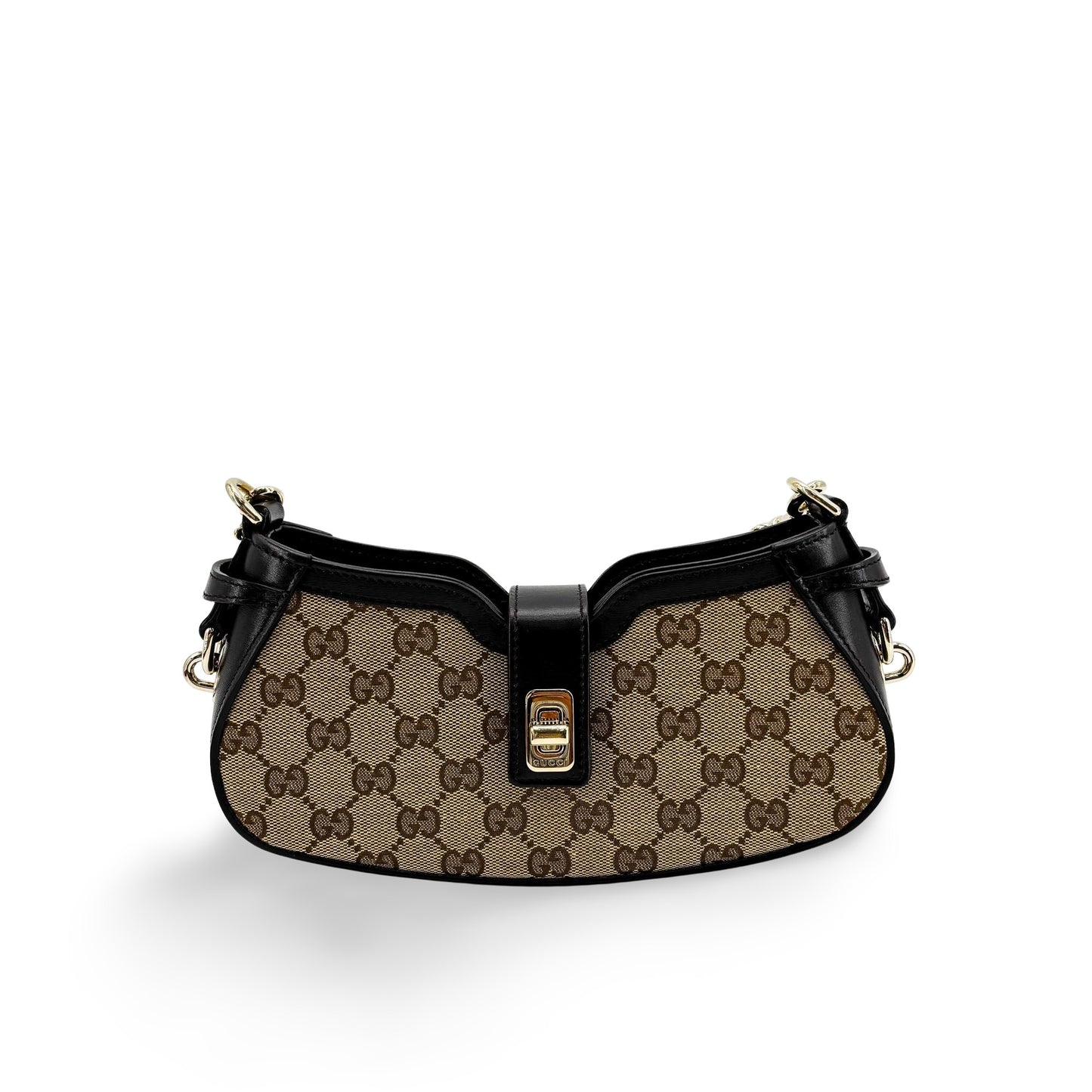 Gucci GG Supreme Turnlock Mini Shoulder Bag Brown Black
